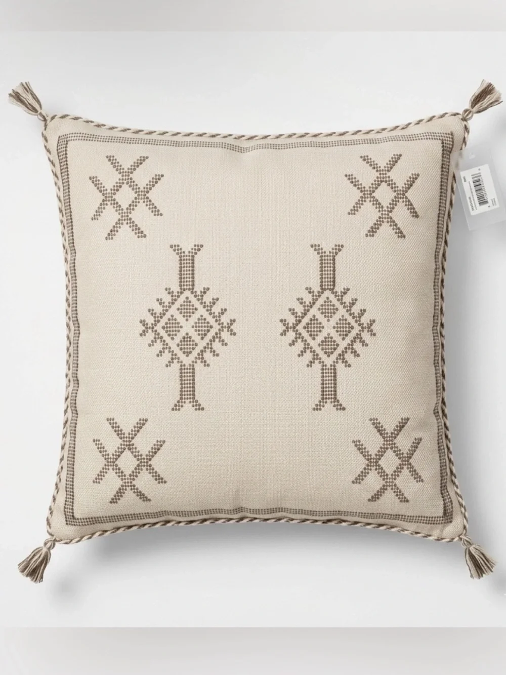 NWT Four Hands Studio Sabra Pillow Khaki Stitch 20x20 Boho